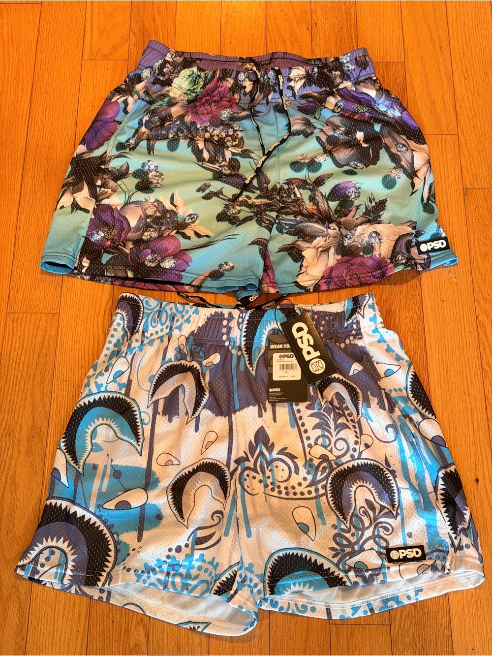 PSD Blue Floral & Patterned Swim/Basketball Shorts Duo 2 for the price of one